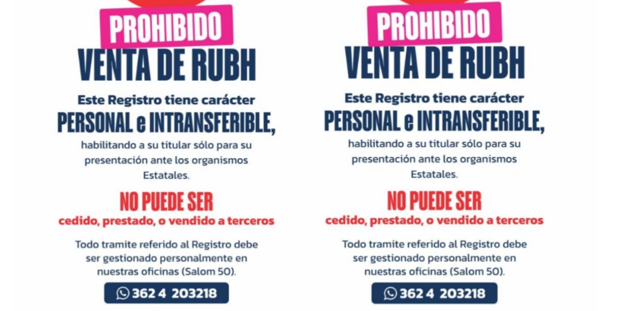 EL GOBIERNO DEL CHACO ADVIERTE : ESTÁ PROHIBIDA LA VENTA DEL RUBH Y LAS ACTAS DE PRE ADJUDICACIÓN.-