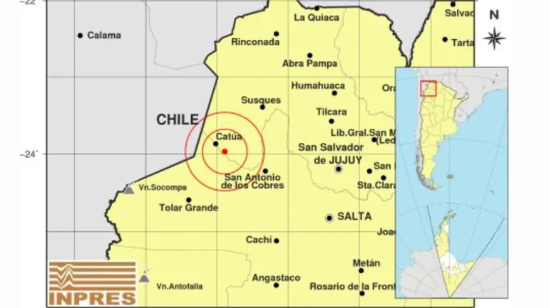 JUJUY : reportaron un sismo de 3.2 de magnitud con epicentro al sureste de la localidad de Catua,tambien se sintio en San Juan
