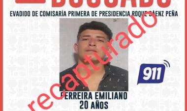 SAENZ PEÑA : Recapturaron en el Barrio Antonio Zafra a Emiliano Ferreyra,siguen la busquieda de los otros dos evadidos de la Comisaria Primera