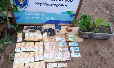 ISLA DEL CERRITO : Los efectivos de la Comisaria local  detuvieron a una pareja con bochitas de marihuana y dinero