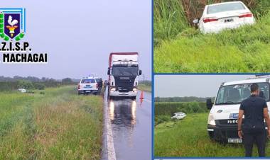 MACHAGAI : Despiste con suerte sobre la Ruta Nacional Nº16 por el mal estado del pavimento luego de las lluvias