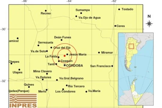 CORDOBA : Temblor en varios puntos de la provincia como el Valle de Punilla, La Falda, Cosquín, Carlos Paz.